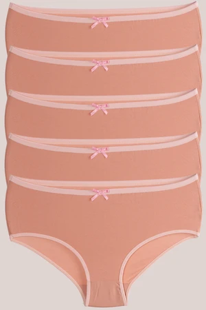 armonika Women's Powder Cotton Lycra High Waist Bato Panties 5 Pack