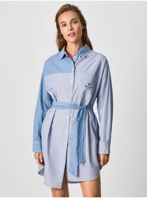 Blue Striped Shirt Dress Pepe Jeans Karen - Women