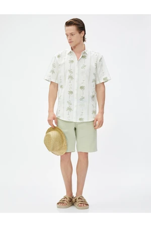 Koton Basic Chino Shorts With Buttons, Pocket Detailed Cotton.