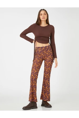 Koton Floral Spanish Leg Trousers. Elastic Waist.