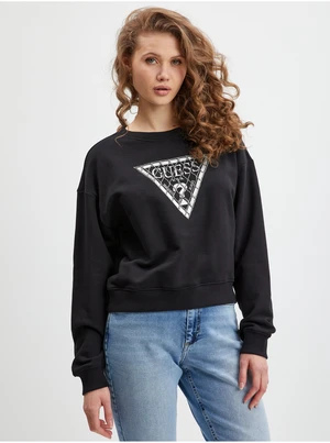 Black Womens Sweatshirt Guess Crystal - Women