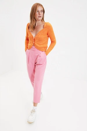 Trendyol Orange Crop Back detailný pletený kardigán