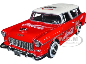 1955 Chevrolet Bel Air Nomad Red with White Top "Coca-Cola" 1/24 Diecast Model Car by Motor City Classics