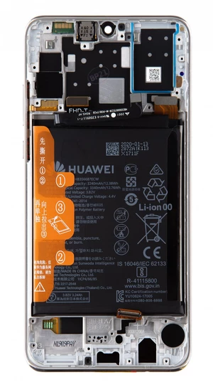 LCD + dotyk + přední kryt + baterie pro Huawei P30 Lite 2020 New Edition, white ( Service Pack )