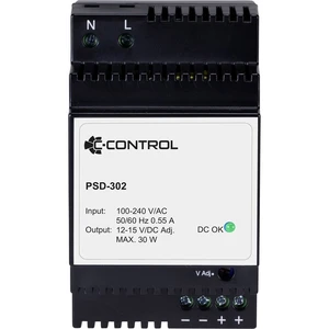 C-Control PSD-302 sieťový zdroj na montážnu lištu (DIN lištu) Spotreba (Stand-By) 0.3 W 12 V/DC 2.5 A 30 W 1 x