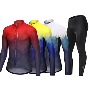 NUCKILY Men's Set Professional Bicycle Clothing With Breathable Gel Pad Gradient Colour Women Road Bike Wear Sportsuit C