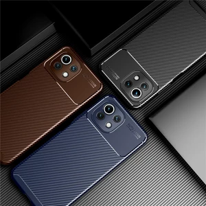 Bakeey for Xiaomi Mi 11 Case Luxury Carbon Fiber Pattern with Lens Protector Shockproof Silicone Protective Case Non-Ori