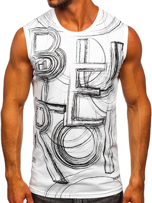 Biele pánske tričko/tielko Tank Top s potlačou Bolf 14818