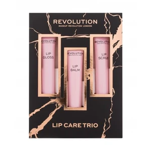 Makeup Revolution London Lip Care Trio darčeková kazeta balzam na pery Lip Balm 8 ml + lesk na pery Lip Gloss 8 ml + peeling na pery Lip Scrub 8 ml W