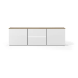 Biela komoda s doskou v dekore dubového dreva TemaHome Join, 180 × 57 cm