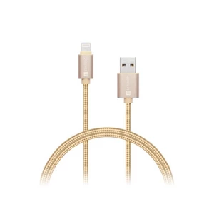 Kábel Connect IT Wirez Premium Metallic, Lightning, 1m (CI-969) zlatý datový kabel • Lightning • USB • odolný kabel • nezamotává se • délka 100 cm