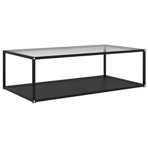 Tea Table Transparent and Black 47.2"x23.6"x13.8" Tempered Glass