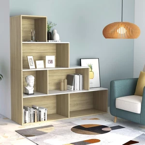 Book Cabinet/Room Divider White and Sonoma Oak 61"x9.4"x63" Chipboard