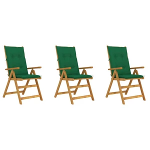 Folding Garden Chairs 3 pcs with Cushions Solid Acacia Wood