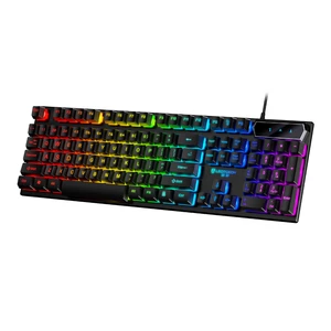 LEORQEON GX50 Keyboard 104 Keys Translucent ABS Keycaps Rainbow Colorful Backlit Waterproof USB Wired Gaming Keyboard fo