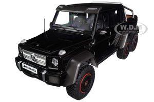 Mercedes Benz G63 AMG 6x6 Gloss Black with Carbon Accents 1/18 Model Car by Autoart