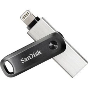 USB paměť pro smartphony/tablety SanDisk iXpand™ Flash Drive Go, 128 GB, USB 3.2 Gen 1 (USB 3.0), Lightning, černá, stříbrná