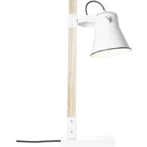 Stolní lampa LED E27 10 W Brilliant Plow 82149/05 bílá, dřevo (světlé)