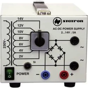 Laboratorní zdroj s nastavitelným napětím Statron 5359.3, 2 - 14 V/AC, 5 A, 75 W, Počet výstupů: 2 x, Kalibrováno dle (DAkkS)