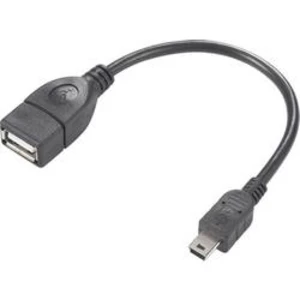 USB kabel Renkforce 1x miniUSB 2.0 zástrčka ⇔ 1x USB 2.0 zásuvka 0.10 m, s OTG