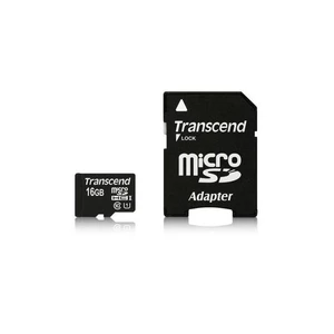 Pamäťová karta Transcend MicroSDHC Premium 16GB UHS-I U1 (45MB/s) + adapter (TS16GUSDU1) Transcend  MicroSDHC UHS-1 (Ultra High Speed) kombinuje působ