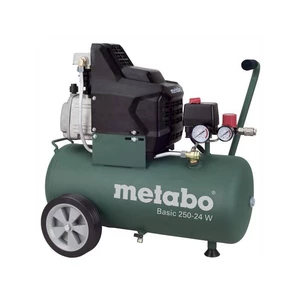 Kompresor Metabo Basic 250-24 W olejový kompresor • sací výkon 200 l/min • plniaci výkon 110 l/min • max. tlak 8 bar • príkon 1,5 kW • veľkosť nádoby 