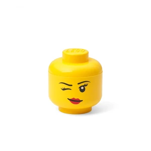 Žltá úložná škatuľa v tvare hlavy LEGO® whinky, 10,5 x 10,6 x 12 cm