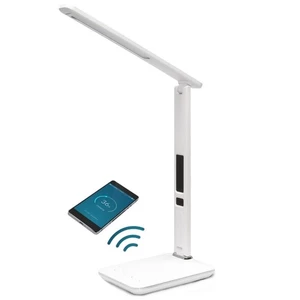 Stolná lampa IMMAX Kingfisher s bezdrátovým nabíjením Qi a USB, 8,5 W (08966L) biela stolná lampička • LED • bezdrôtové nabíjanie (Qi) a nabíjanie pom