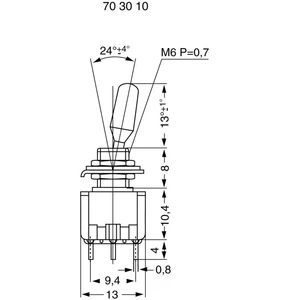 Miyama MS 500-BC-H pákový spínač 125 V/AC 6 A 2x zap/vyp/zap  s aretáciou/0/s aretáciou  1 ks
