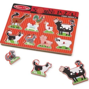 Melissa & Doug Dřevěné puzzle se zvuky zvířata na farmě