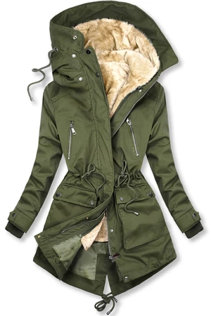 Parka mit abnehmbarem Teddyfutter khaki