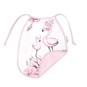 Baby Nellys  Dětský oboustranný bryndák, bavlna/velvet, Plameňák - růžový