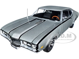 1968 Oldsmobile Cutlass "Hurst" Peruvian Silver Metallic with Black Stripes "Muscle Car &amp; Corvette Nationals" (MCACN) 1/18 Diecast Model Car by A