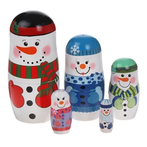 5 Layers Russian Nesting Dolls Wooden Christmas Ornaments DIY Handmade Crafts Creative Merry Christmas Gifts