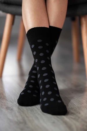 Zimní barefoot ponožky - Puntíky - černo-šedé 35-38