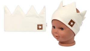 Dvouvrstvá čelenka, Baby Nellys Hand Made, bavlna, Korunka STAR - smetanová, 80/98, vel. 80-98 (9-36m)
