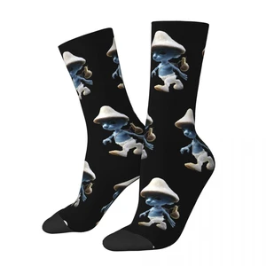 Blue Cat Meme Shailushai Design Theme Crew Socks Merch for Male Cozy Printed Socks