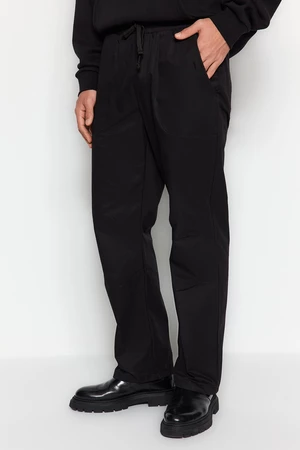 Trendyol Black Men's Regular Fit Pants with Lace-Up Detail
