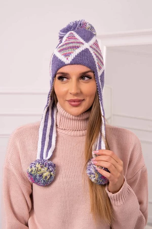 Women's long-eared cap Eunika K322 purple