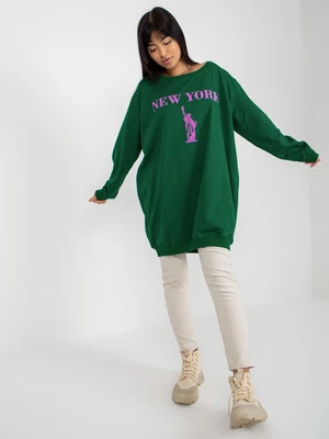 Dark green and purple long oversize sweatshirt