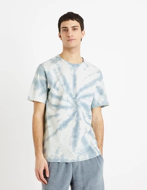 Bielo-modré pánske vzorované tričko Celio Deswirl