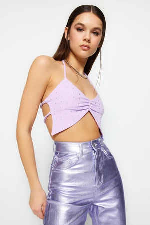 Trendyol Lilac Knitted Shiny Stone Bustier