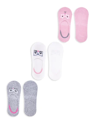 Yoclub Kids's Girls' Ankle No Show Boat Socks Patterns 3-pack SKB-43/3PAK/GIR/001