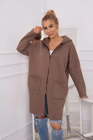 Insulated sweatshirt with longer back mocca