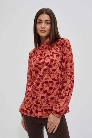 Shirt with floral stand-up collar