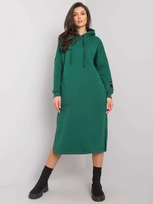 Dark green sweatshirt dress with pockets by Sheffield RUE PARIS