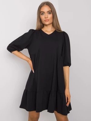 Basic black dress with frills