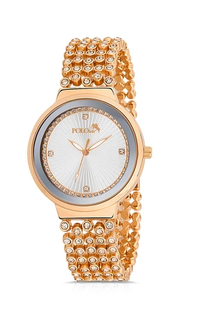 Polo Air Luxury Stone Strap Women's Wristwatch Copper Color