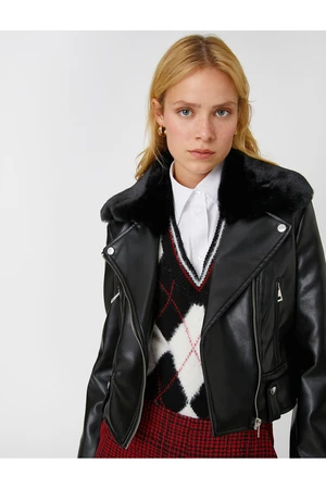 Koton Leather Look Biker Jacket
