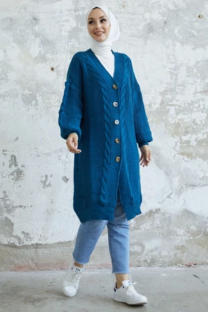 InStyle Evia Buttons Knitwear Cardigan - Indigo